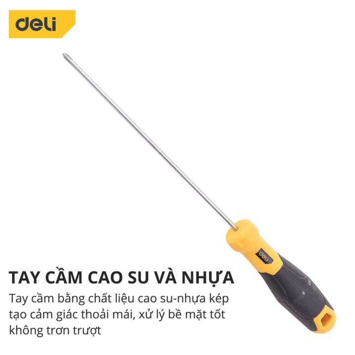 Tua Vít Deli Cao Cấp Đầu Philips - Đầu Vít Từ Tính Dễ Dàng Sử Dụng - Kích Thước 15cm - EDL633150 - Hình ảnh 3