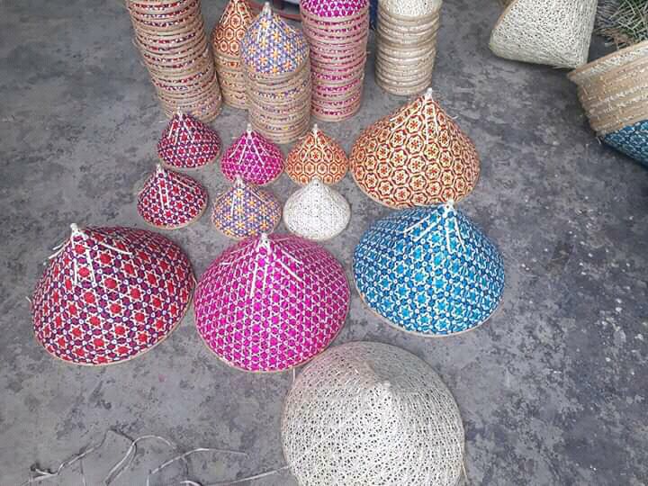 Chao đèn mây tre đan hoa thị hình nón 35cm (0978945425)