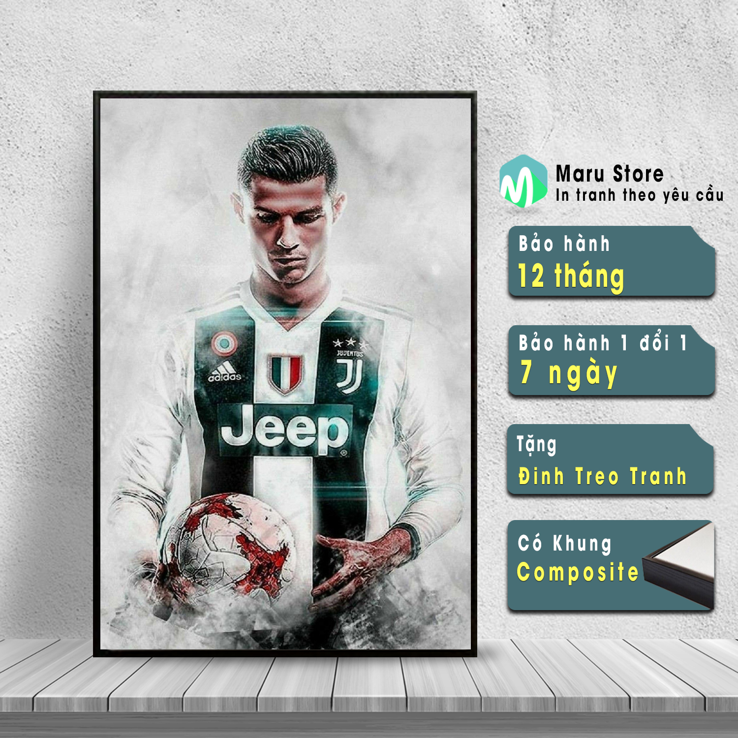 Tranh Bóng Đá Ronaldo Tranh Canvas Cầu Thủ Có Khung
