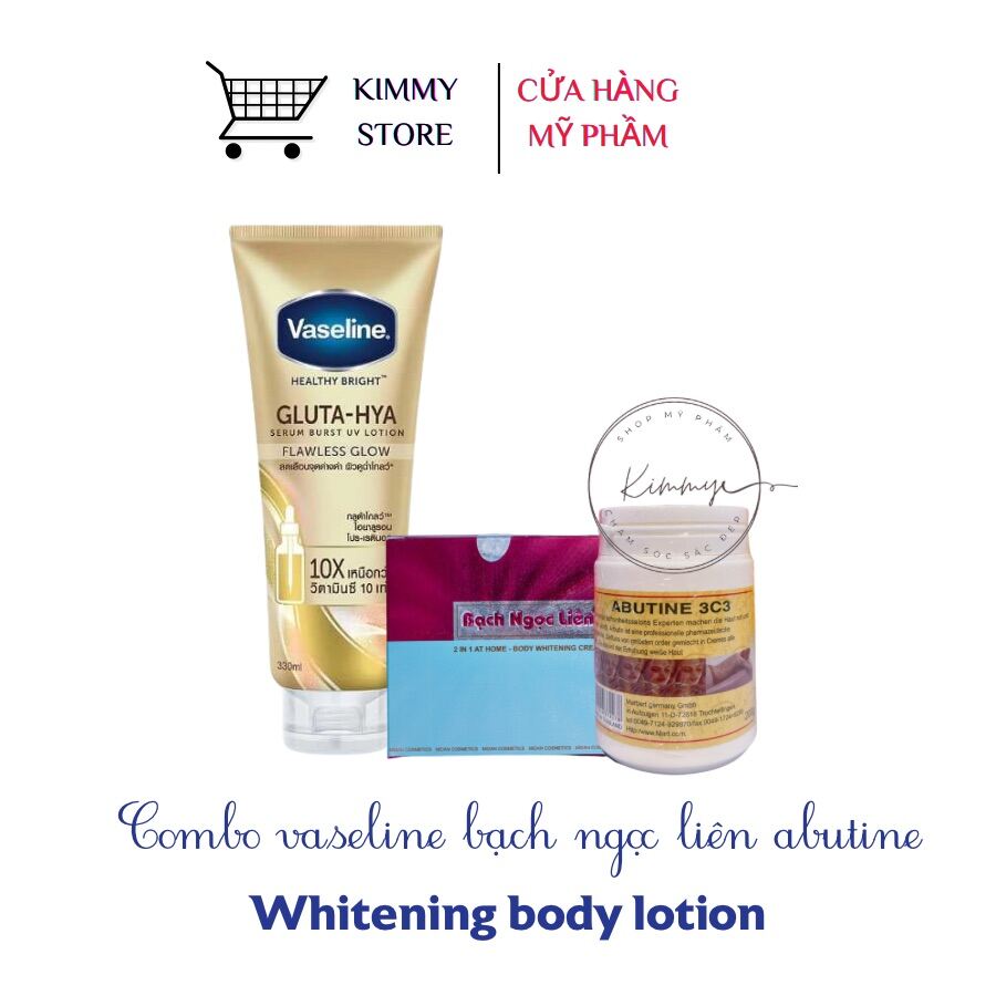 Combo siêu tẩy bạch ngọc liên + Vaseline Gluta Hya + Abutine 3C3