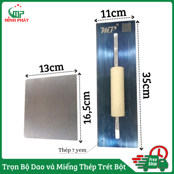 Trọn Bộ Dao Kèm Miếng Thép Trét Bột Sơn Nước Minh Phát.