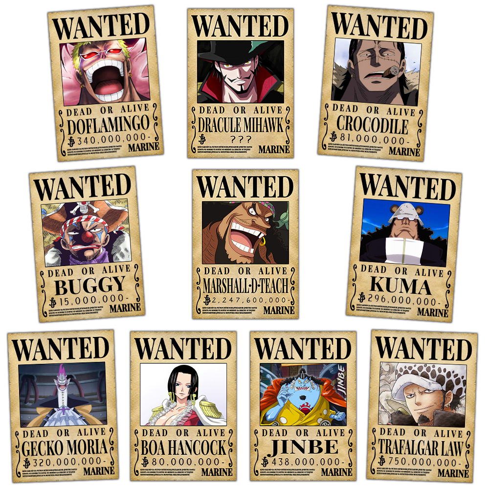 Poster One Piece Cựu Thất Hải, Tờ lệnh truy nã One Piece Anime Manga Băng  Mũ Rơm, Poster One Piece Siêu Tân Tinh, BXH Truy nã cao nhất - MixASale