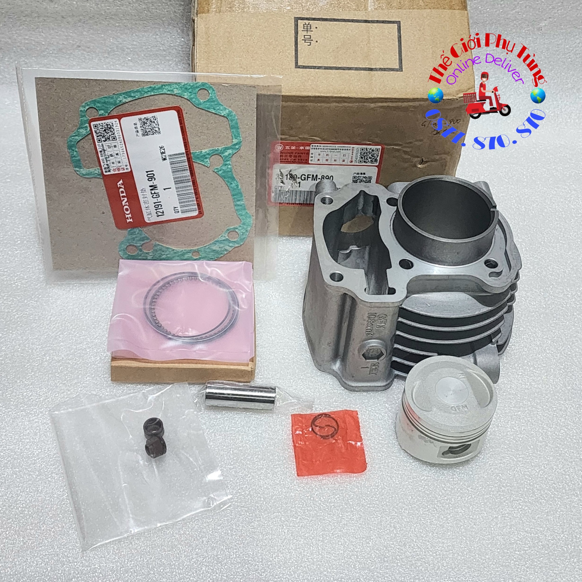 Bộ nòng piston bạc SCR, Lead 110 (có ắc, phe, ron chân) zin wuang