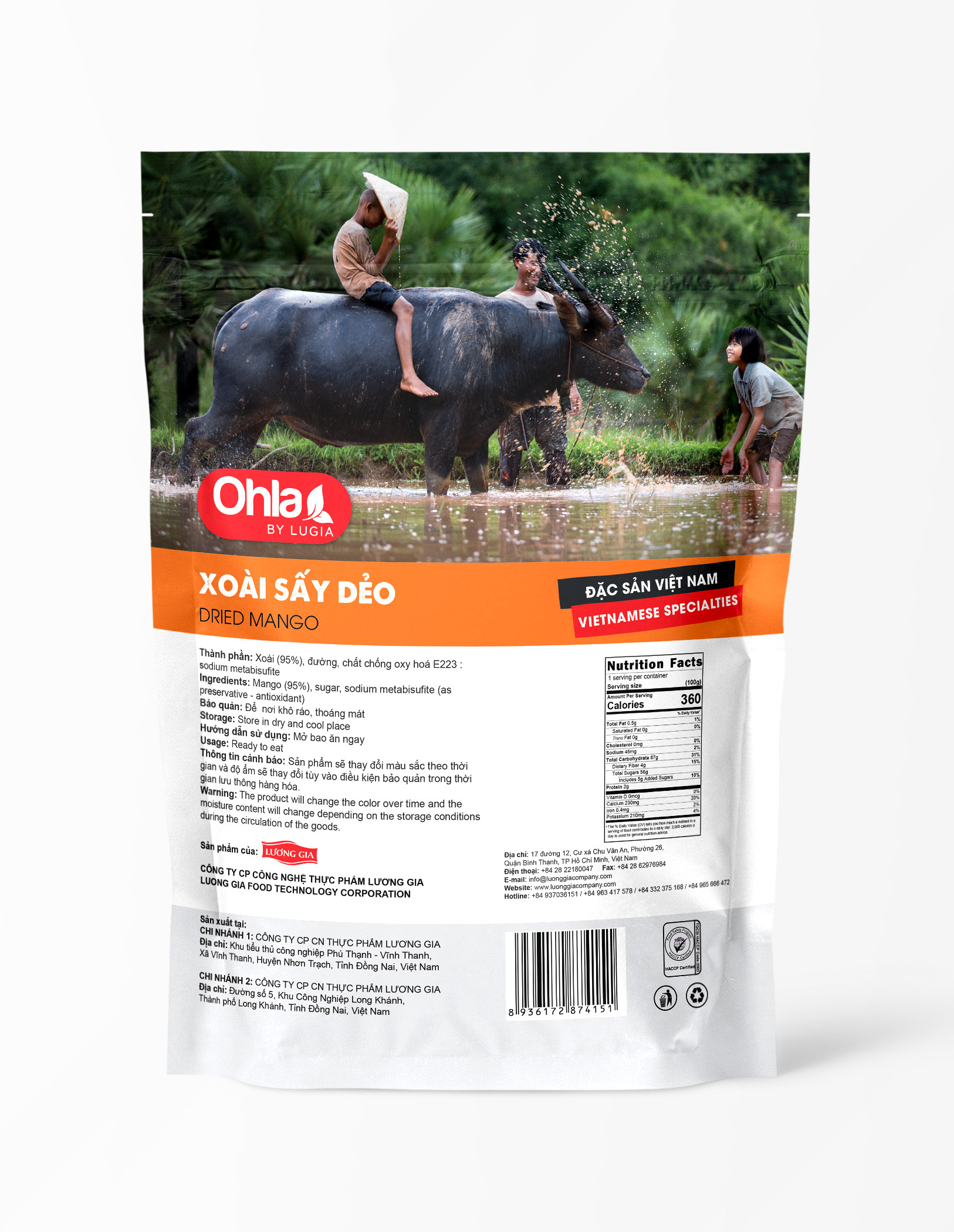 Xoài sấy dẻo Ohla 1kg ( túi mới, x2)
