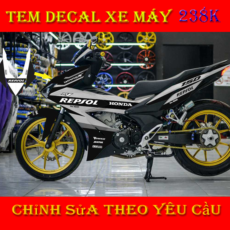 Tem Trùm Winner X Repsol Đen Trắng Xám