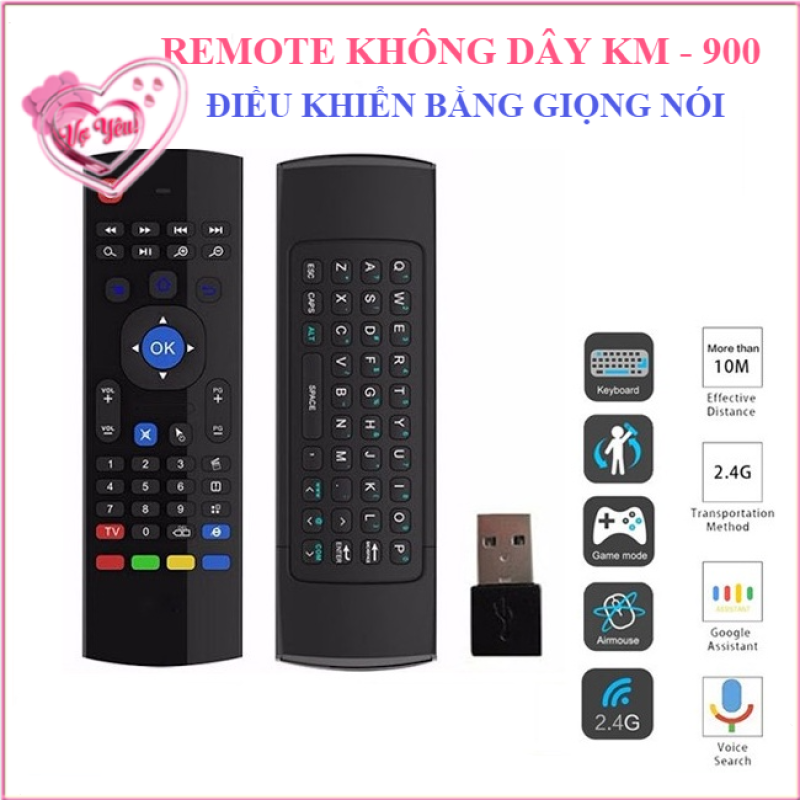 [HCM]Remote chuột bay KM-900 điều khiển từ xa tìm kiếm bằng giọng nói có bàn phím Qwerty - Bảo hành 6 tháng - Remote Smart Tivi