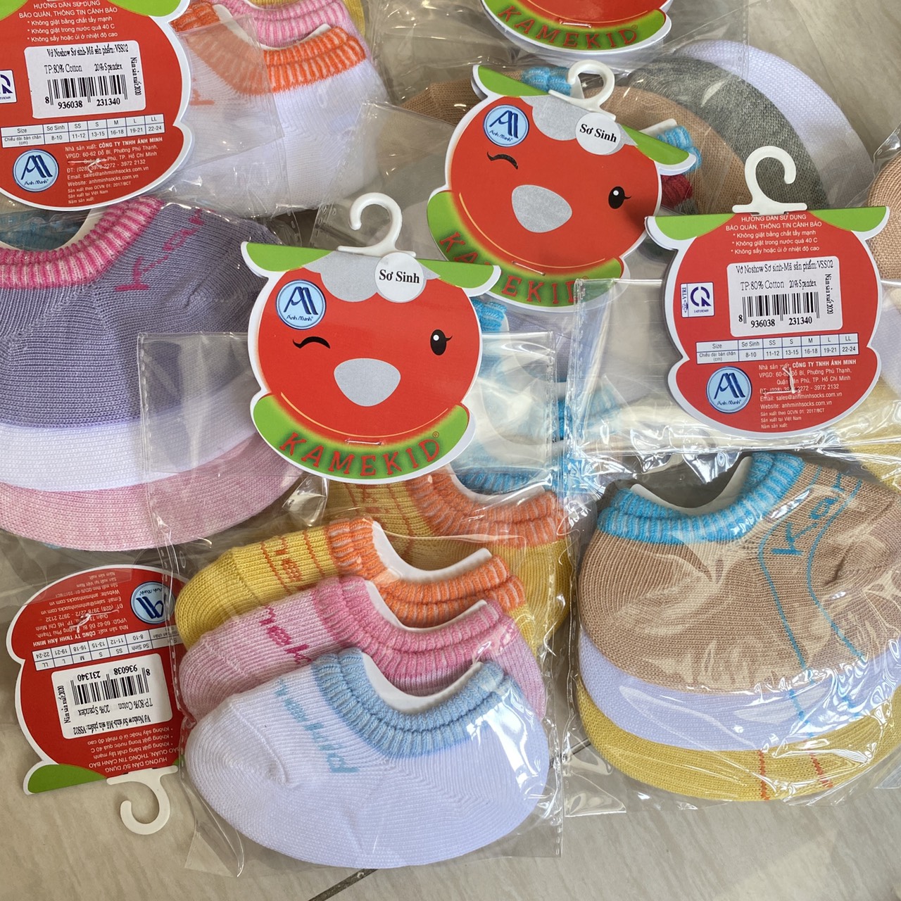 [HCM]Set 3 tất vớ trẻ em cao cấp Amigo chất vải cotton 100% cao cấp mềm mịn thoáng khí thấm hút mồ hôi size cho bé từ 0-9M hàng Việt Nam chất lượng