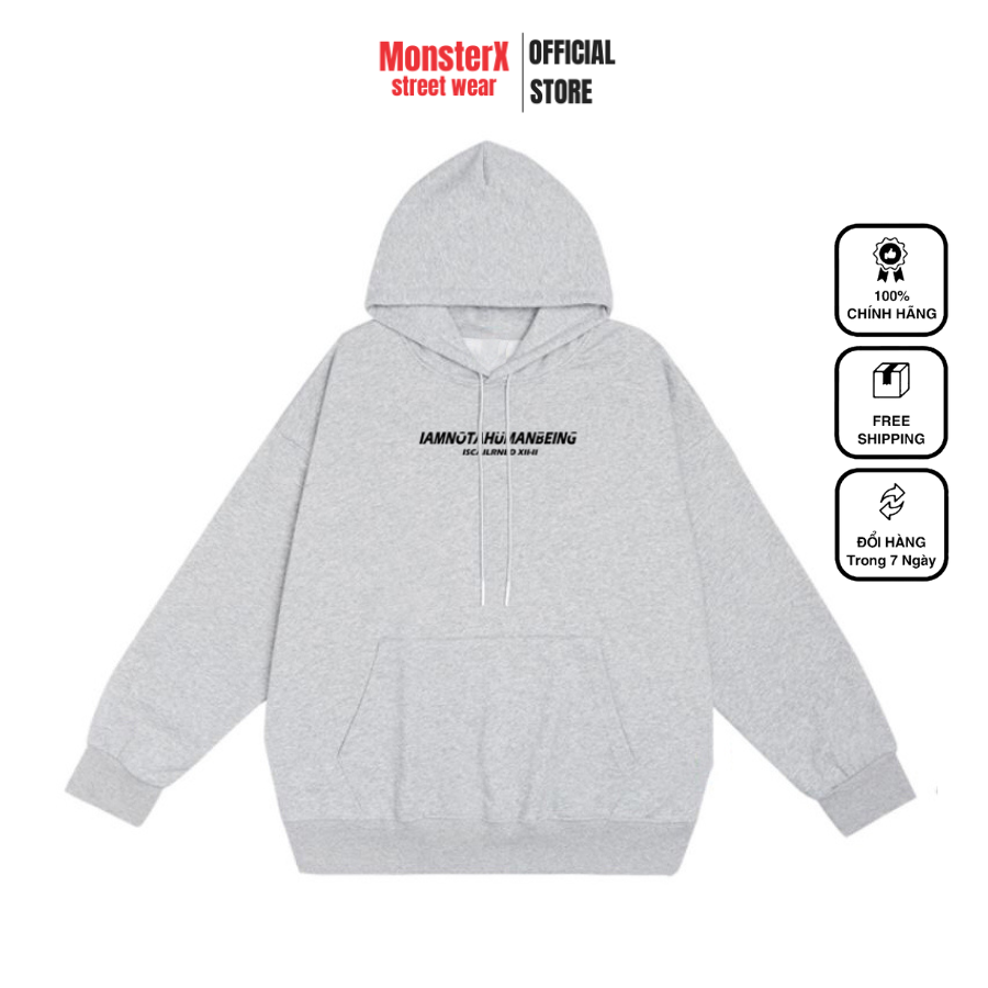 Áo hoodie nỉ bông Monster X Street Human Beeing nam nữ form rộng thu đông Local Brand