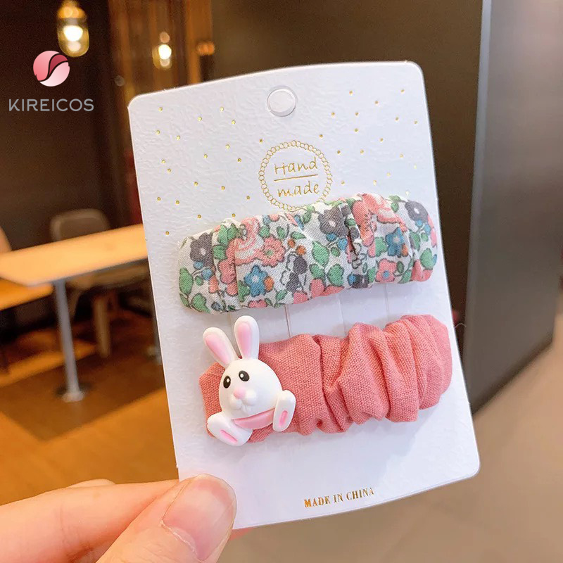 [HCM]Set 2 Kẹp Tóc Xếp Ly Hoa Nhí Đính Thú Siêu Cute