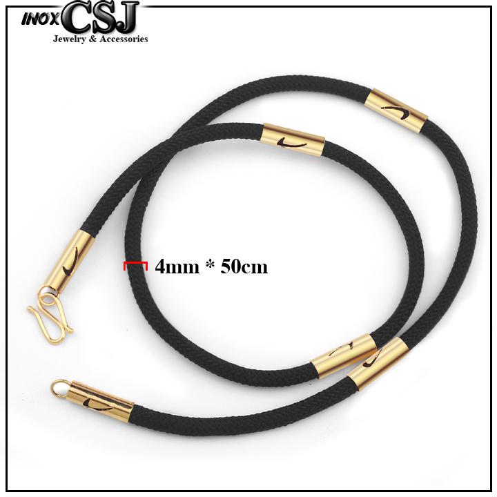 DÂY CHUYỀN DÙ ĐEN BỌC KHOANH INOX MẠ VÀNG đẹp mà chất