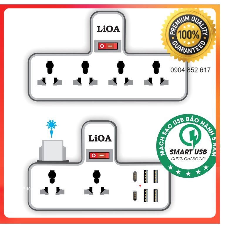 Ổ cắm nối chia 4 ổ đa năng LIOA NEW