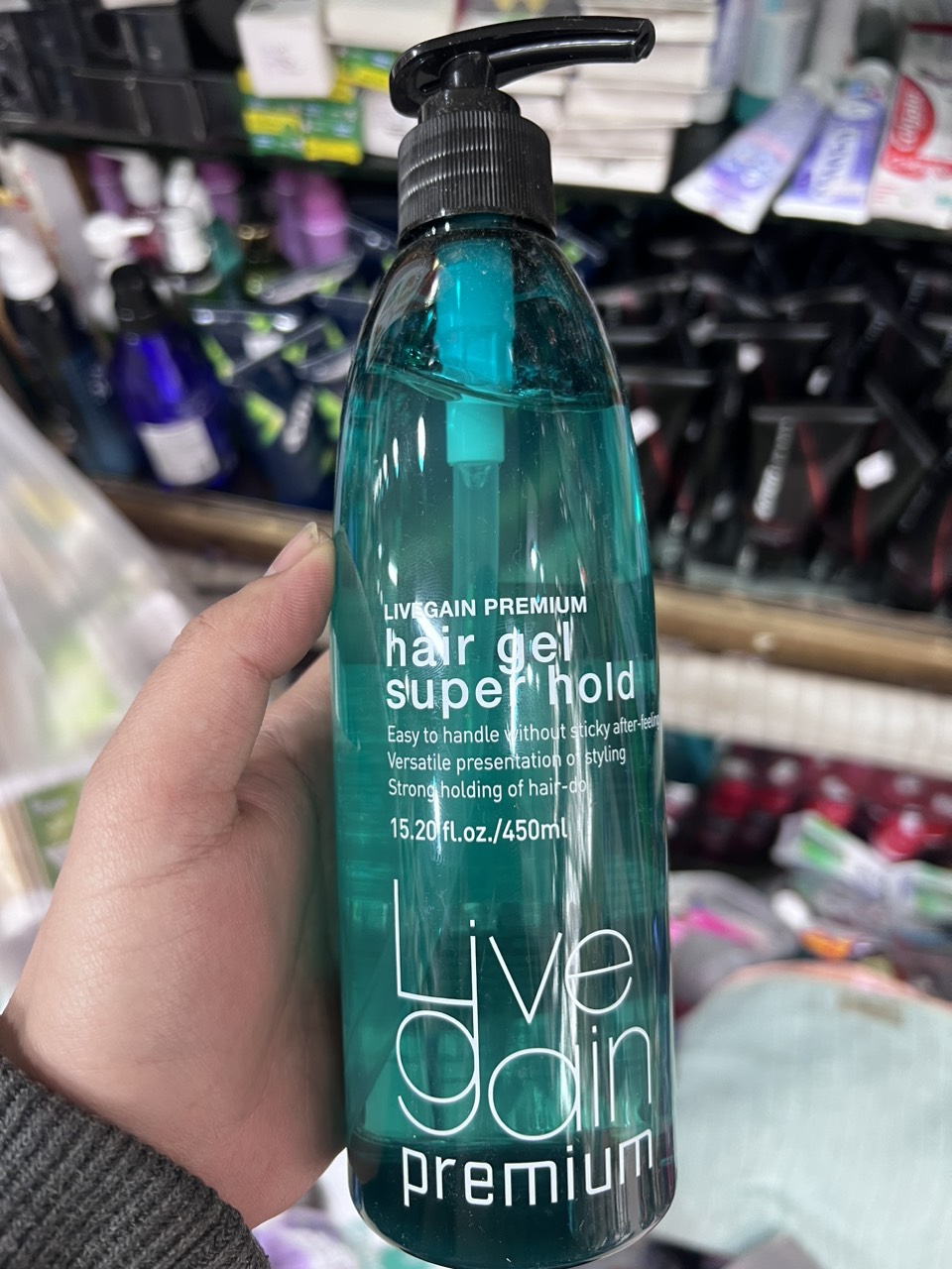 Gel tạo kiểu mềm và cứng Livegain Hair Glaze Super Hold Xanh 450ml