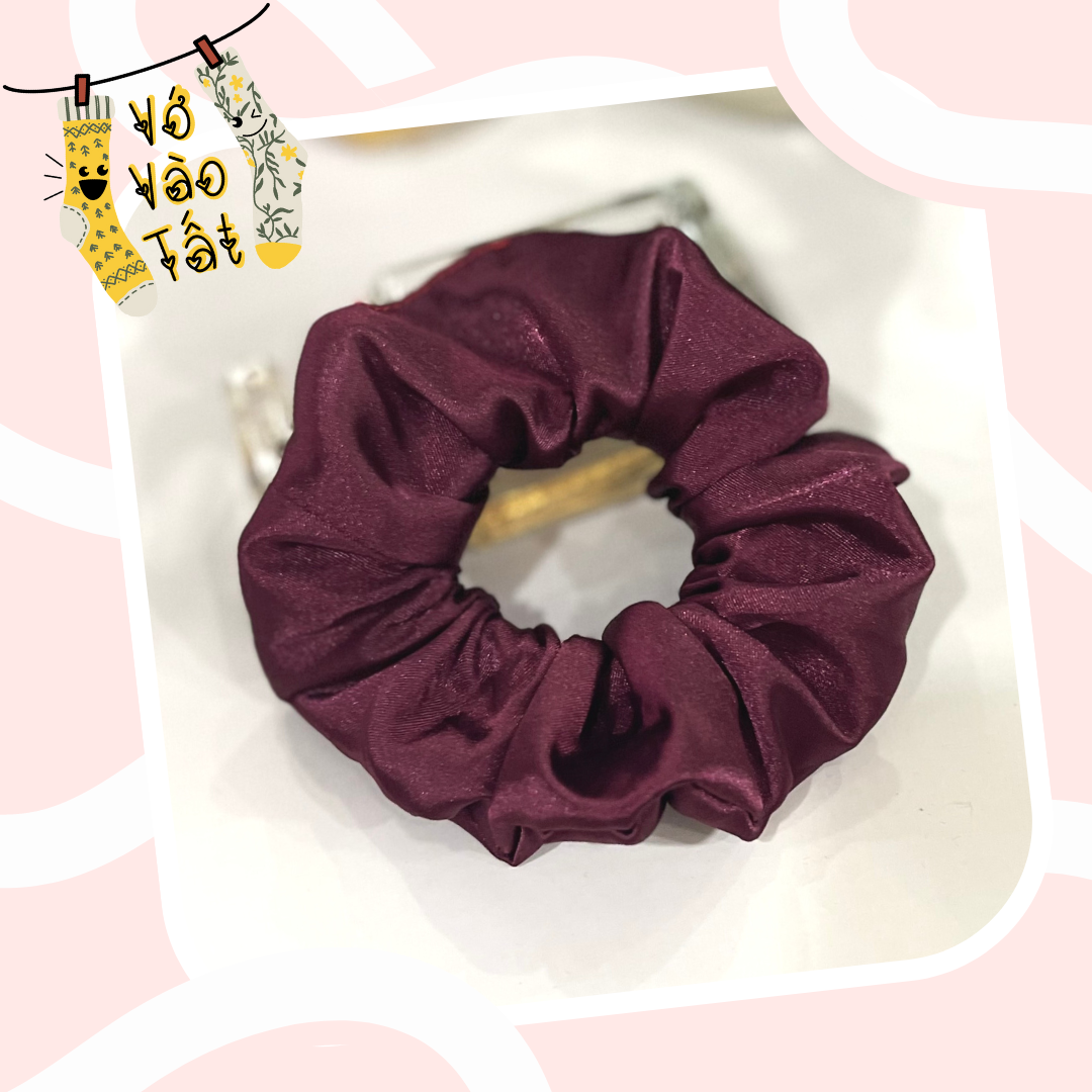 Buộc tóc scrunchies vải nhún mềm phồng màu trơn
