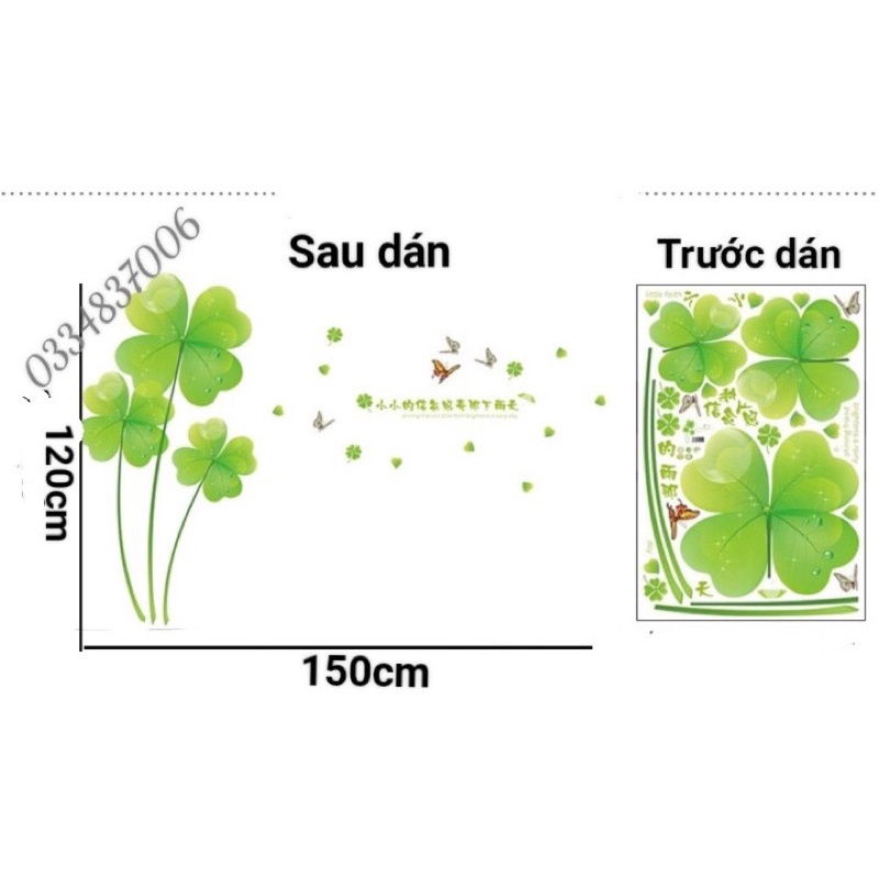 Tranh dán tường Decal cỏ 4 lá may mắn.