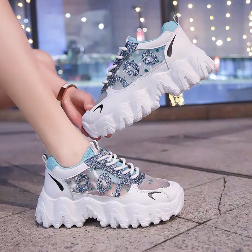 Giày thể thao nữ độn đế kim tuyến mã 100, giày sneaker nữ thoáng khí hot trend 2020 giá rẻ