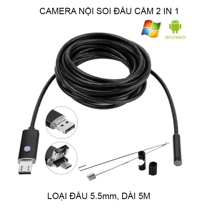 Camera nội soi 5.5mm đầu kết nối 2 trong 1