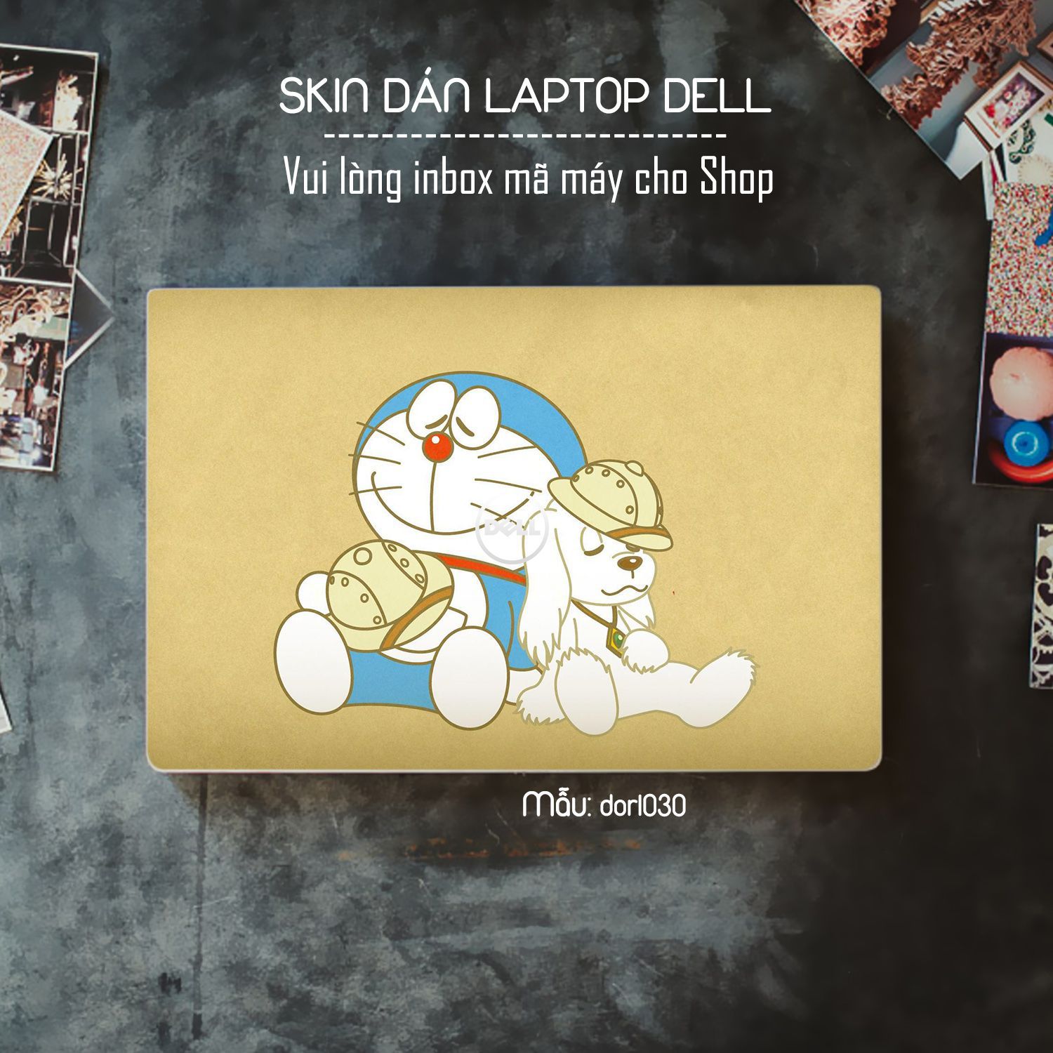 Decal Skin dán Laptop Dell mẫu Doraemon (inbox mã máy cho shop)