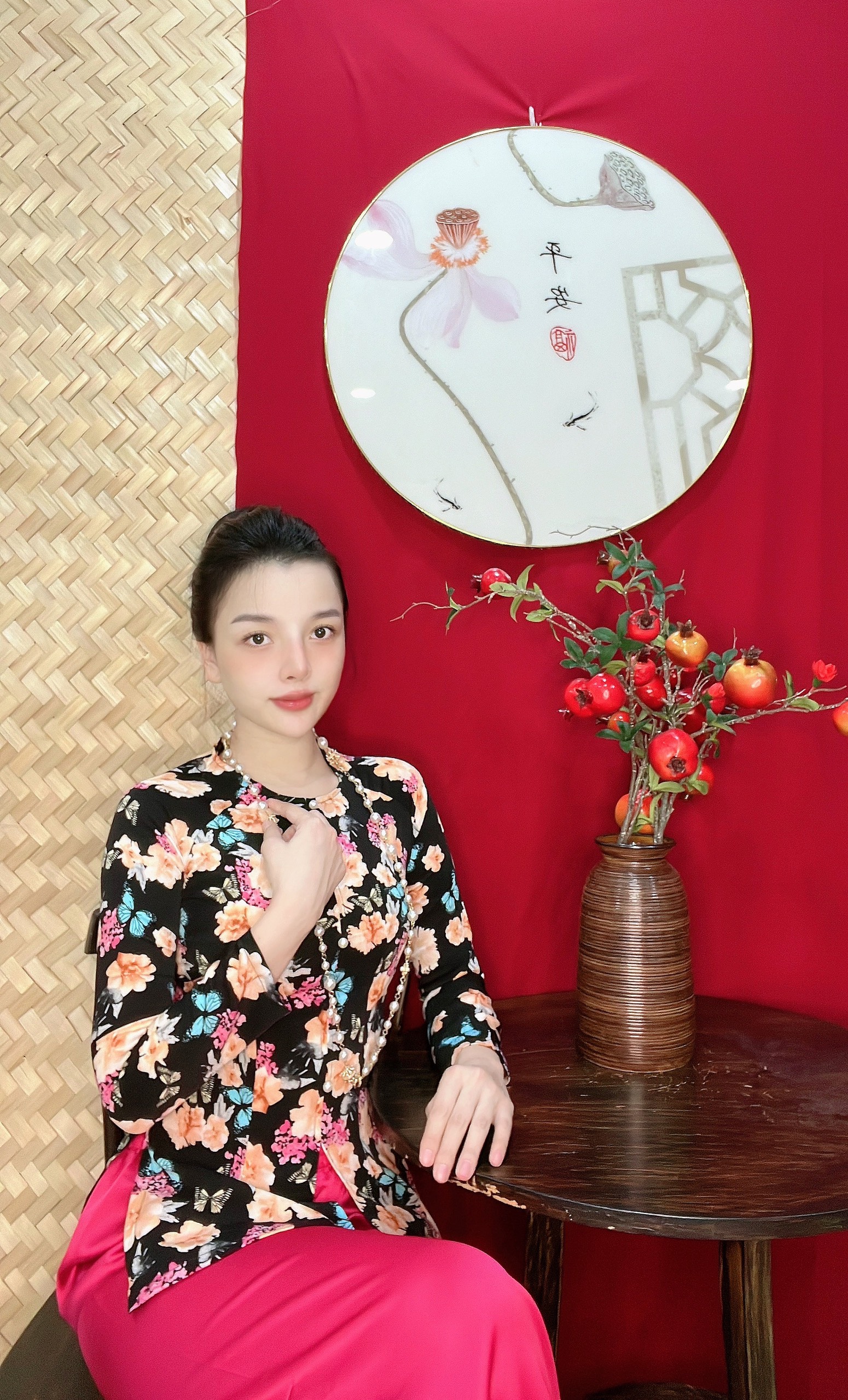 BỘ BÀ BA VẢI LỤA HỌA TIẾT VÀ CHẤM BI MẪU 2