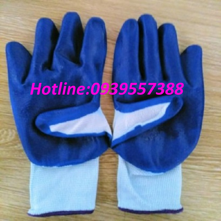 Combo 12 Đôi Găng Tay Phủ Sơn Xanh, GĂNG TAY PHỦ PU, GĂNG TAY BẢO HỘ LAO ĐỘNG