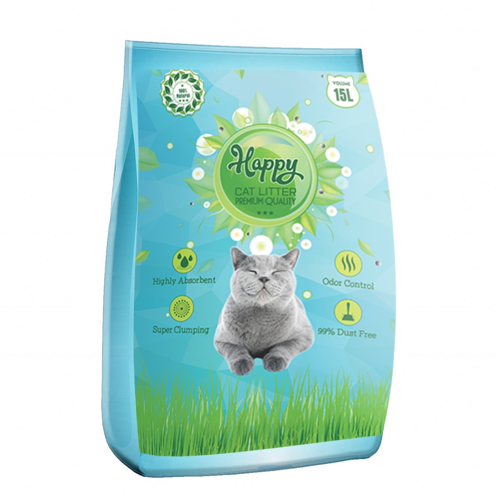 Cát vệ sinh cho mèo Happy Cat hương cà phê 15L chất liệu bentonite thấm