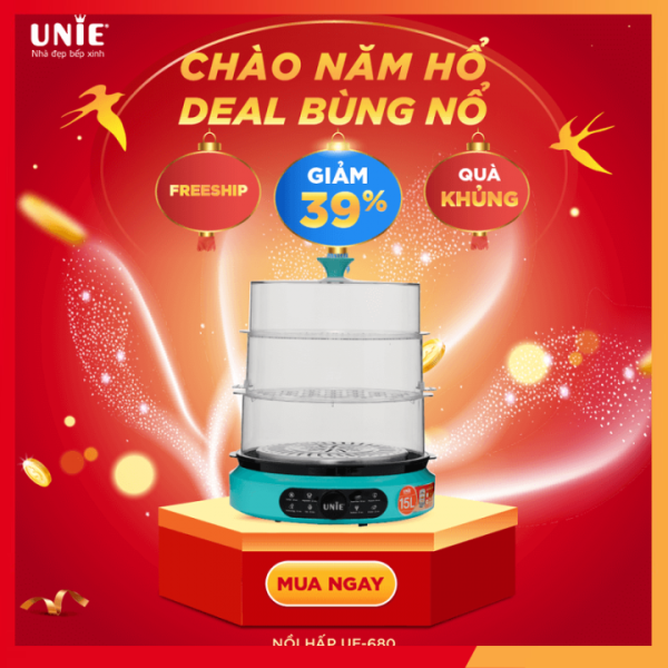 Giá bán Nồi hấp UNIE UE-680 Hàng chính hãng Việt Nam ,Tổng dung tích lớn 15 lít thoải mái hấp lượng lớn thực phẩm ,Thiết kế hình trụ giúp tăng hiệu quả công suất ,Chất liệu cao cấp vệ sinh dễ dàng trong tích tắc