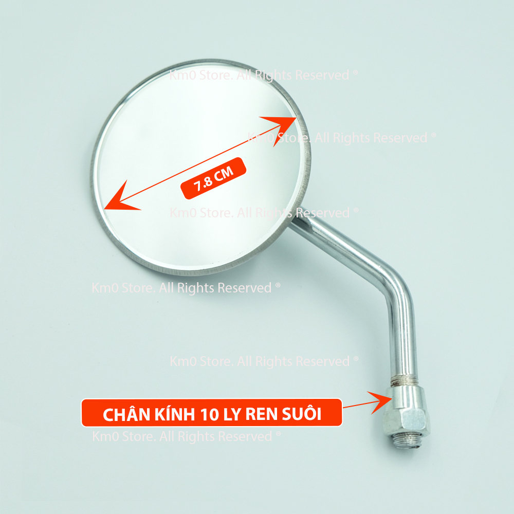 Gương Chiếu Hậu TRÒN PHẲNG MINI Inox