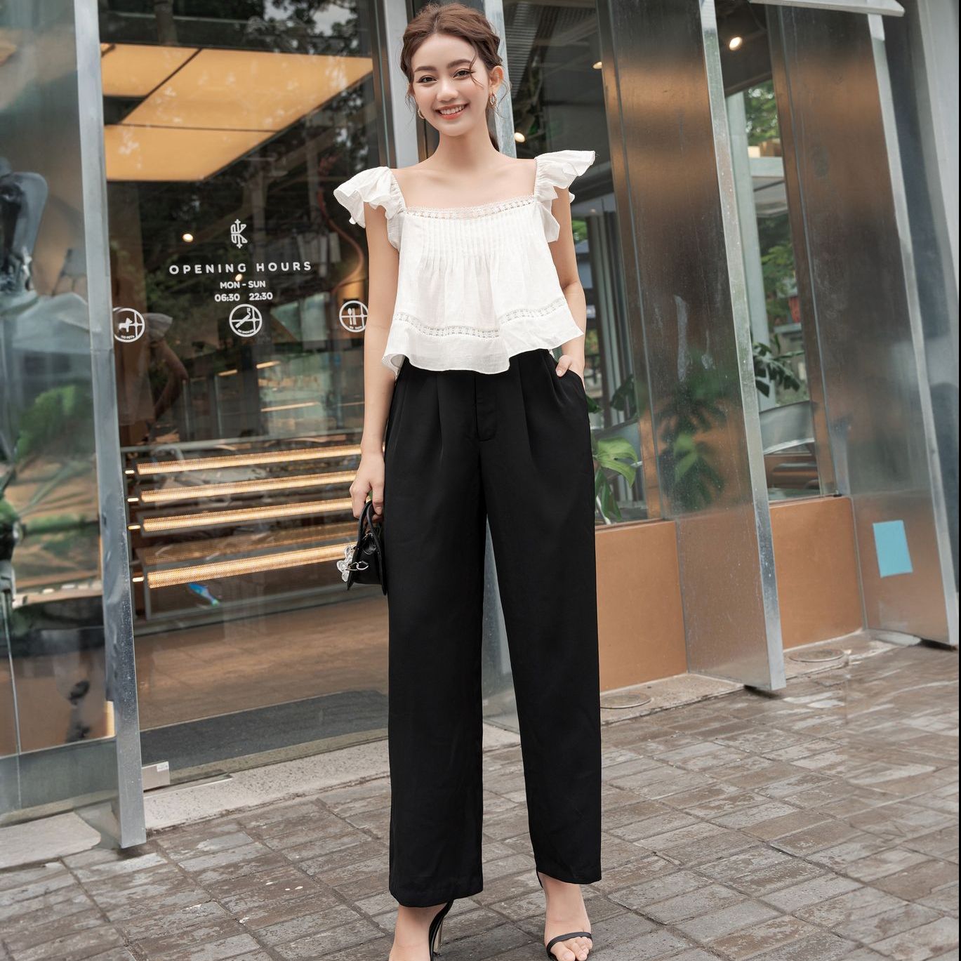 OLV - Quần Straight Leg Pants in Black