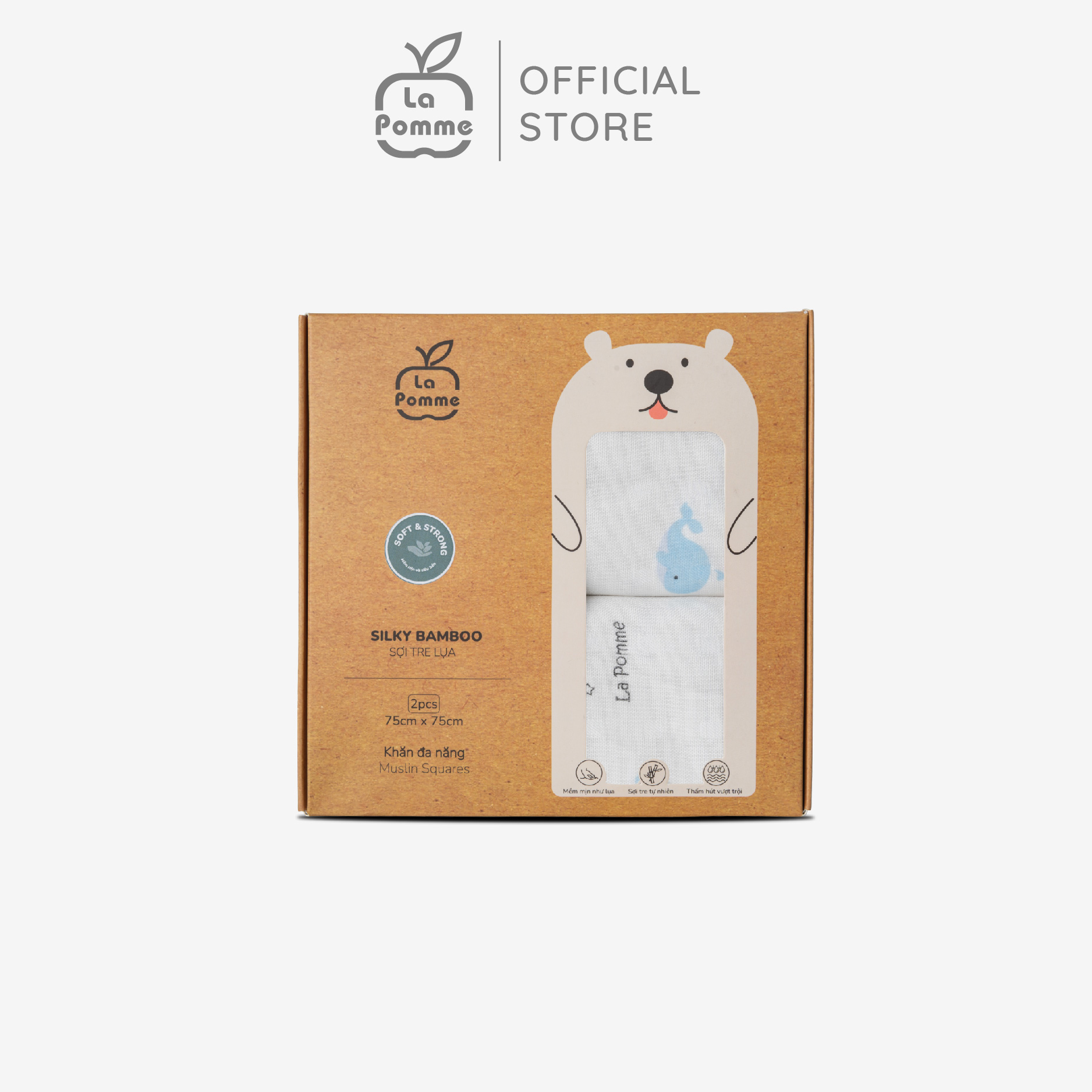 K002 Set 2 Khăn đa năng sợi tre lụa (75x75) La pomme