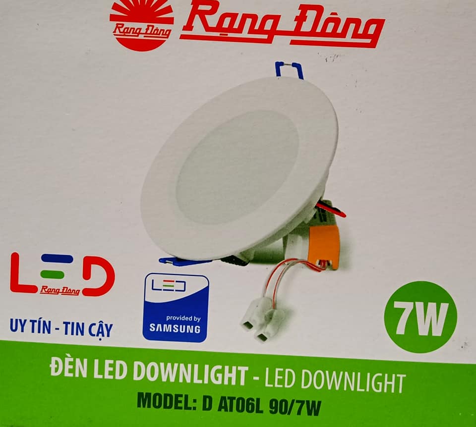 Đèn LED Âm trần Downlight DAT06 90/7W trắng, vàng rạng đông