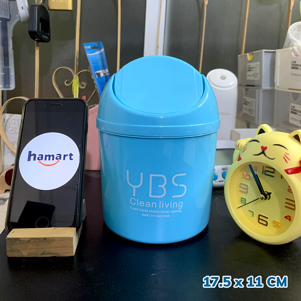 Thùng Rác Mini Để Bàn YBS Thùng Rác Nhỏ Cute Có Nắp Đậy Tiện Lợi 3 Màu Lựa Chọn