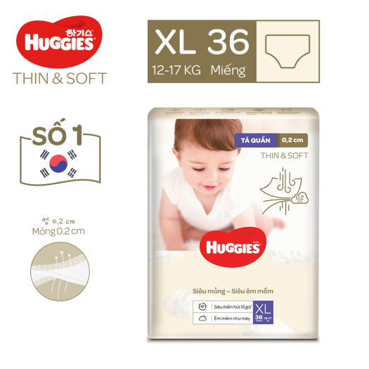 Tã quần huggies thin & soft size l44/xl36/xxl28 tã quần cao cấp hàn quốc