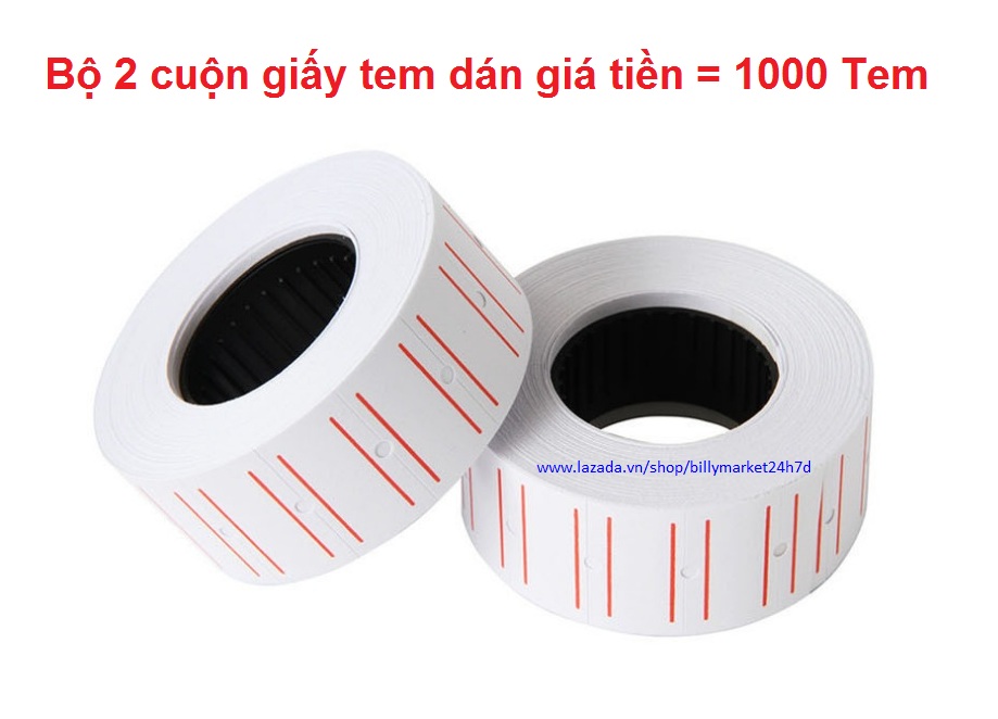Bộ lẻ 2 cuộn giấy tem dán giá tiền = 1000 Tem giá sử dụng cho máy súng dán giá tiền MX5500, EOS-5000