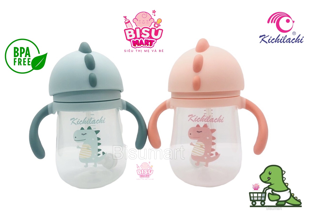 Bình tập uống nước ống hút cho bé Kichi 240ML