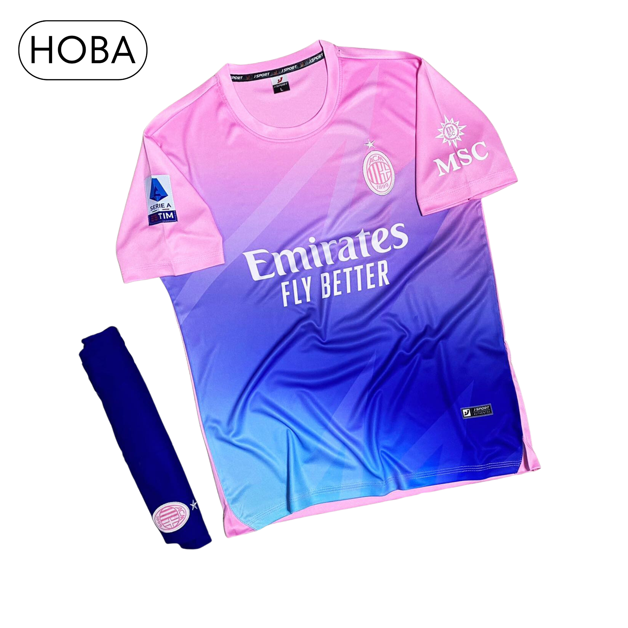 Pink Blue AC Milan soccer jersey set