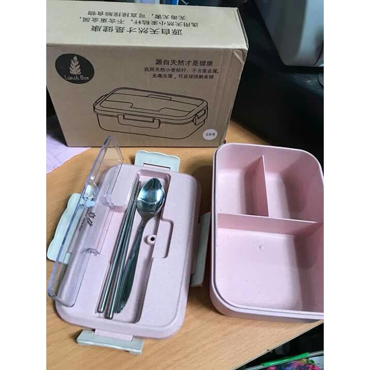 HỘP CƠM LÚA MẠCH 3 NGĂN KÈM ĐŨA THÌA INOX