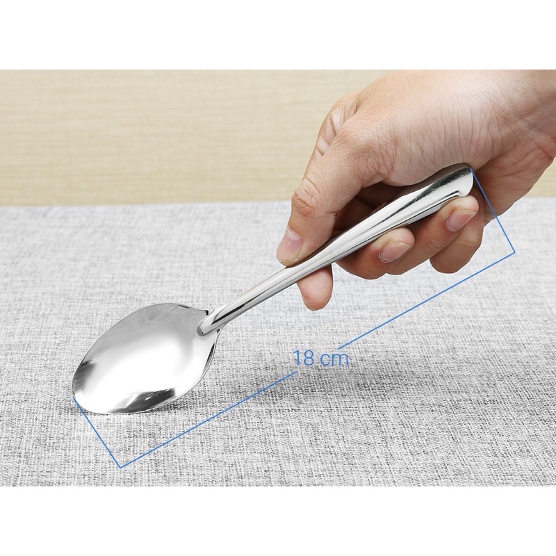 Set 10 Muỗng Inox cán Dài ăn cơm, Ăn Phở, Cơm Tấm