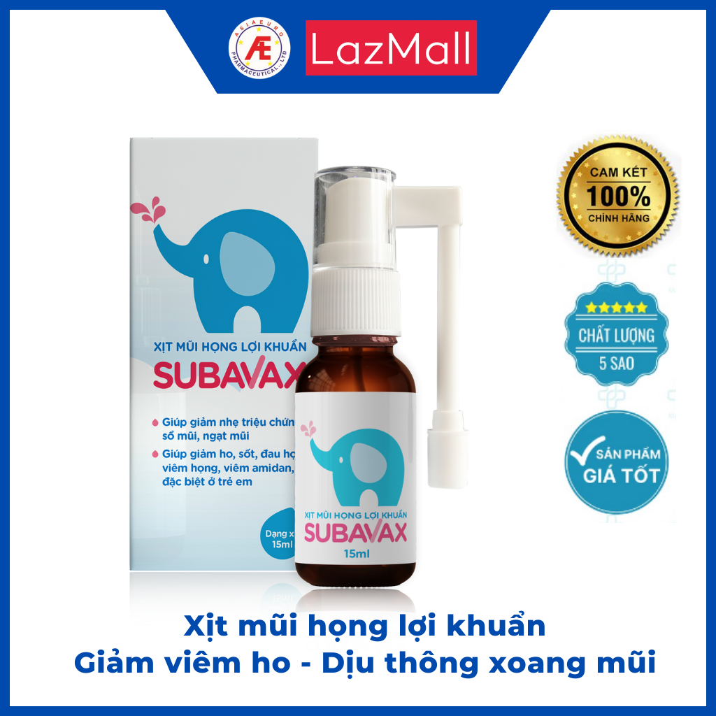 Xịt mũi họng lợi khuẩn Subavax - giúp tăng sức đề kháng niêm mạch mũi họng, hầu, thanh quản