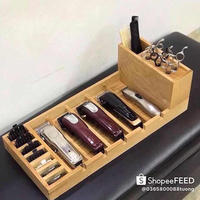 khay gỗ đựng tông đơ,kéo,lược