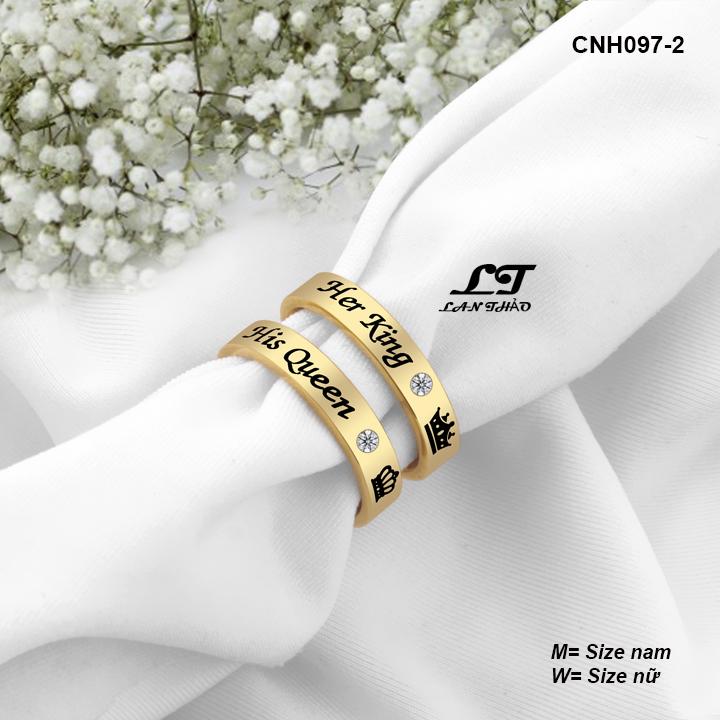 [HCM]Nhẫn cặp đôi His Queen Her King đính hạt CNH097-2