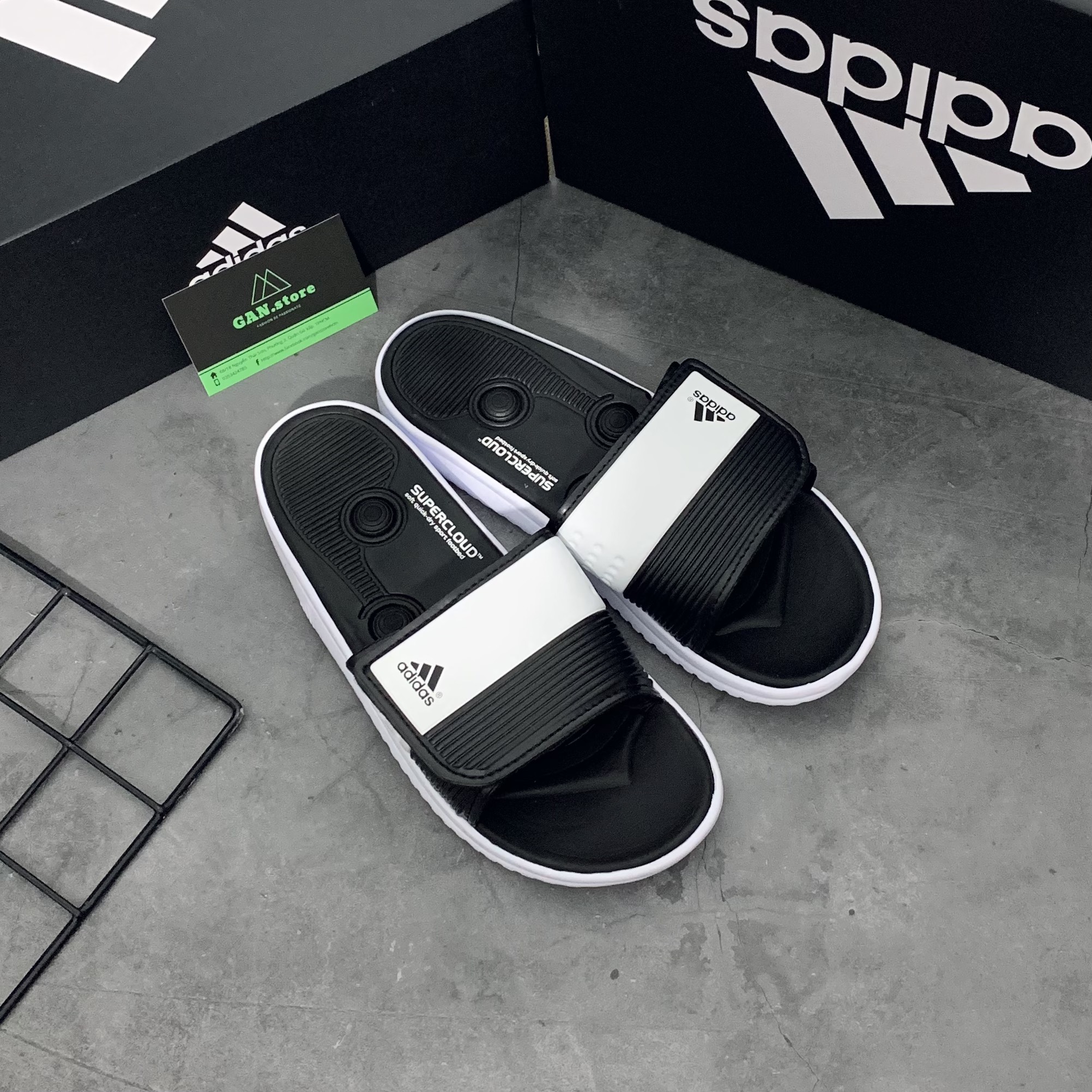 DÉP ADIDAS NỆM RC ĐEN TRẮNG - Chuẩn chỉ full box