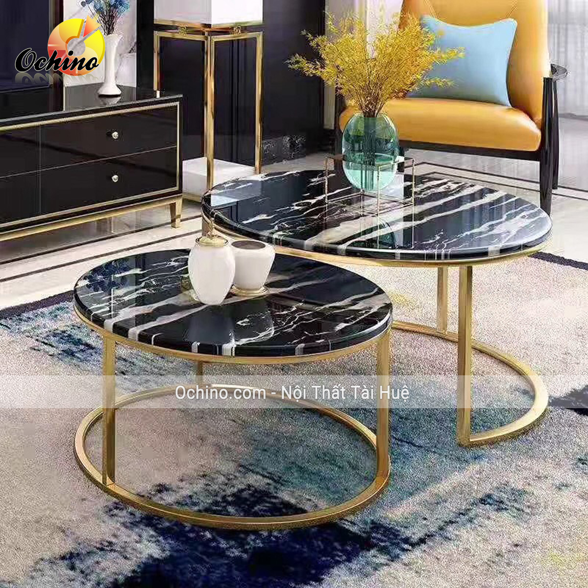 Bàn Trà Đôi mặt đá cao cấp để Sofa Phòng Khách và Quán
