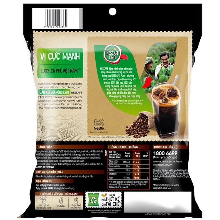 Cà phê hòa tan NESCAFÉ Café Việt Cà phê đen đá bịch 35 gói x 16g (đen)