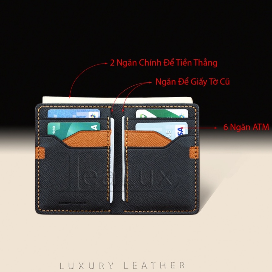 Ví Da Epsom Dáng Đứng Handmade LEALUX Epsom Wallet 3