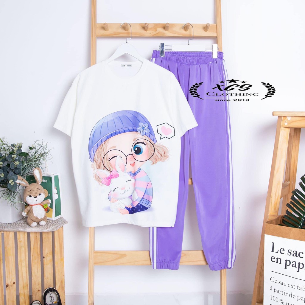 Sét áo cô gái ôm thỏ + quàn HARI0321