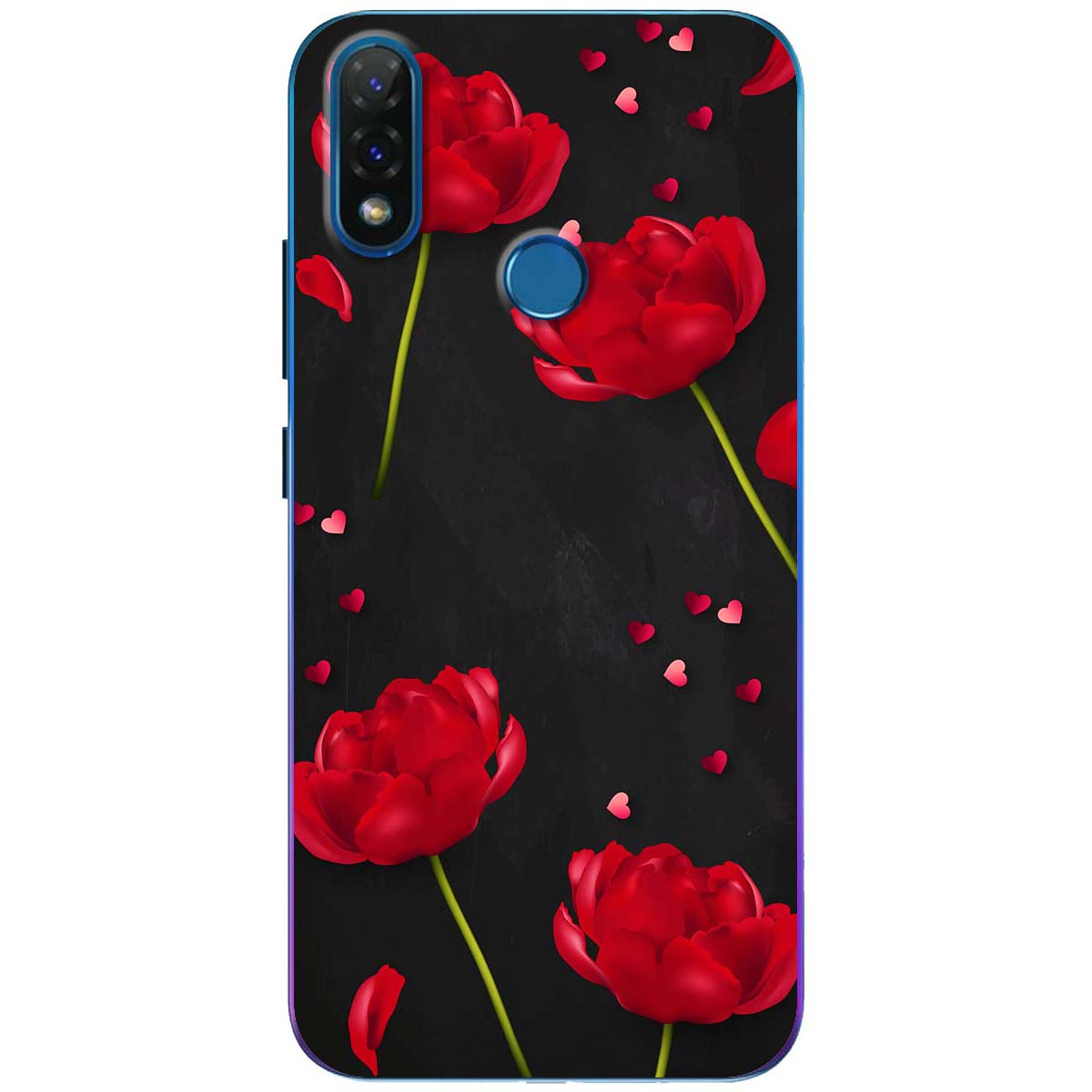 Ốp lưng dành cho Vsmart Joy 2+ mẫu Hoa đỏ nền đen