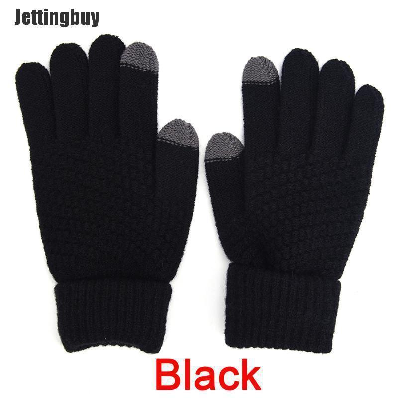 Jettingbuy knitted Winter  Warm Wool Gloves Touch Screen Gloves Man Women Winter Gloves