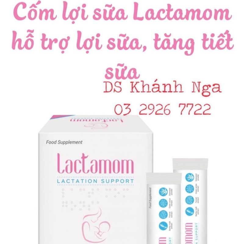 Cốm lợi sữa Lactamom hỗ trợ lợi sữa, tăng tiết sữa (Hộp 12 gói) nhập khẩu