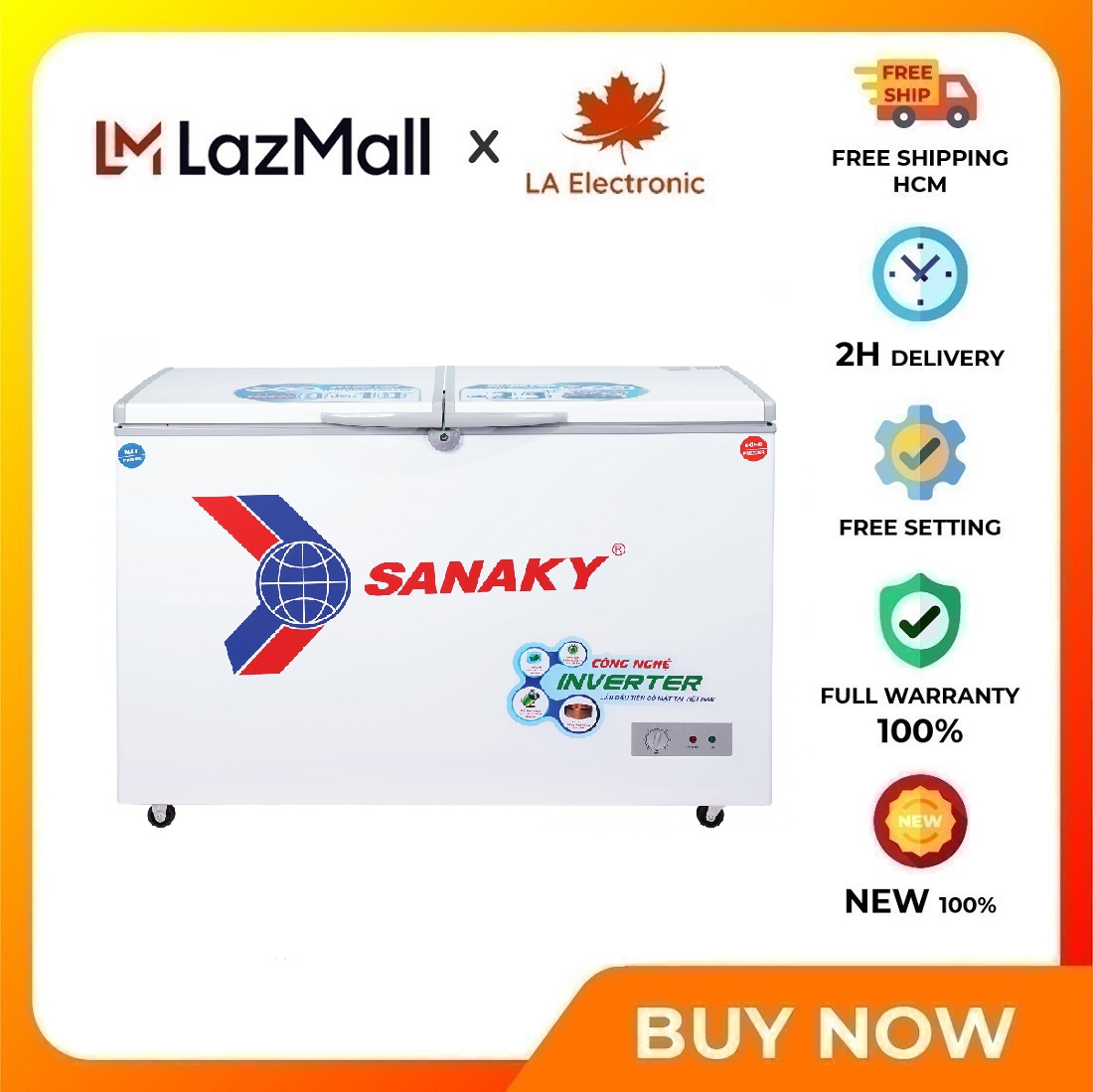 Tủ đông sanaky inverter 260 lít vh-3699w3 - miễn phí vận chuyển hcm - công nghệ inverter tủ sử dụng gas r600a – loại gas mới nhất