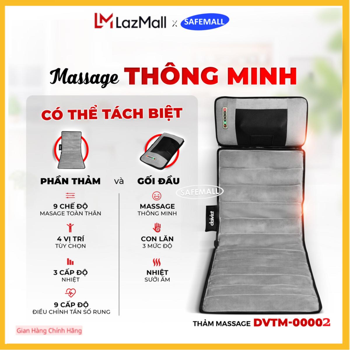 Daikiosan massage mat Dai Viet dvmg-00002, 36W 5 modes full body massage auto-relieve body pain-12 months warranty-authentic safemall