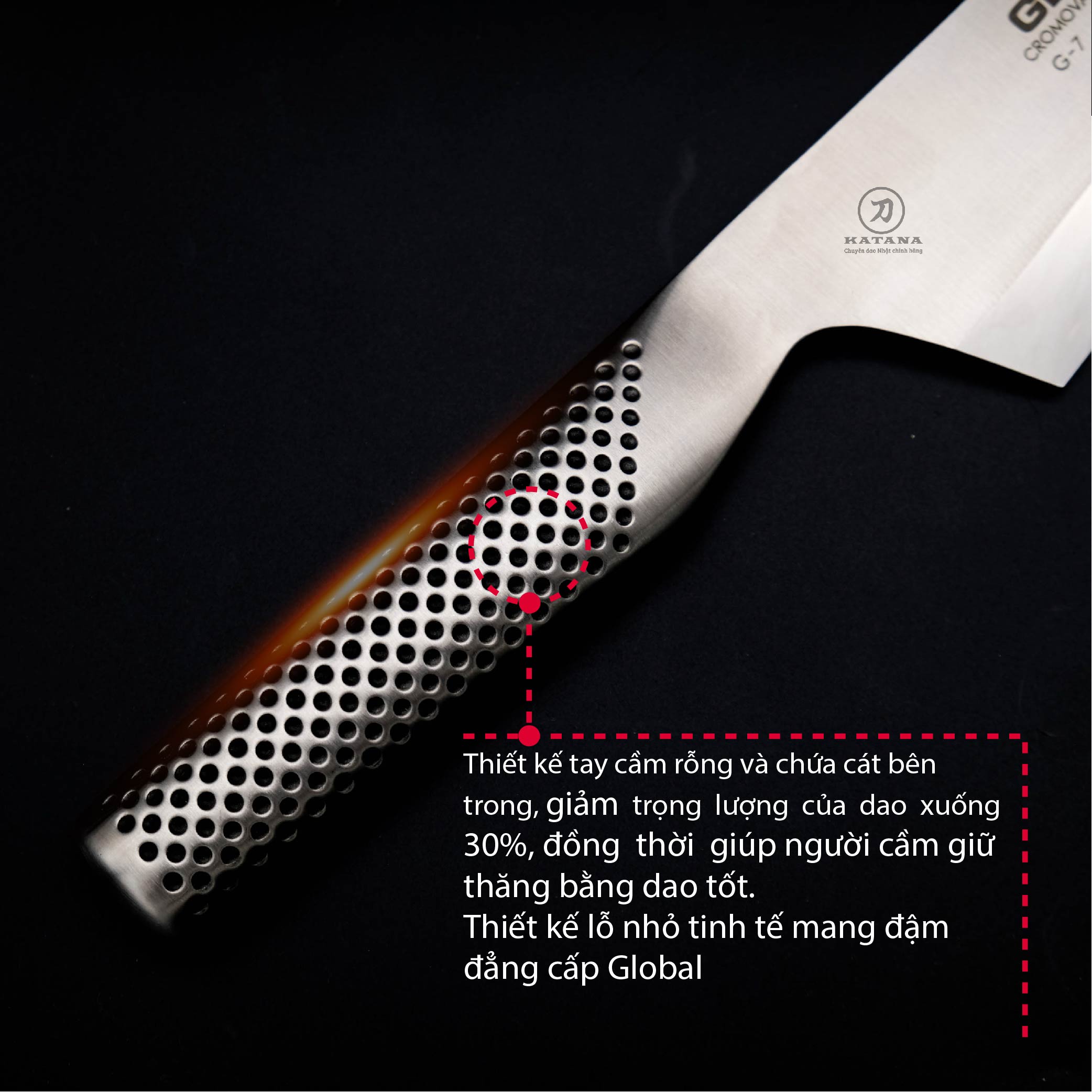Dao bếp Nhật cao cấp Global G7R Oriental Deba (180mm)